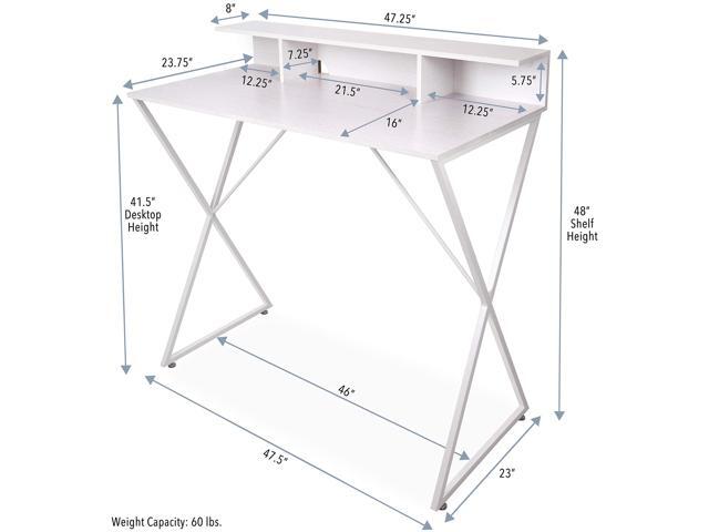 Stand Steady Joy Standing Desk Pretty Standing Desk with Shelf & Built-in Storage Cubbies Modern Stand Up Workstation Tall Desk & Reception...