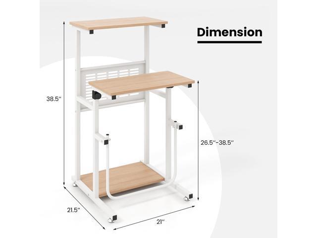 Tangkula Small Standing Desk, Height Adjustable Teacher Podium Stand, Compact Standing Table Lectern Podium, Laptop Desk with Footrest, Suitable...