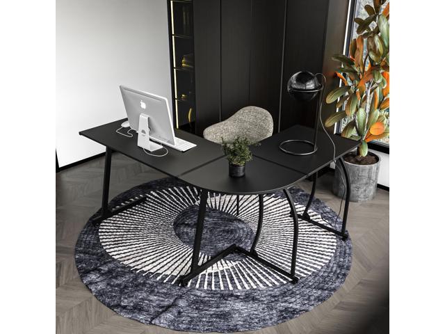 ZENY 58'' L-Shaped Gaming Desk Computer Corner Desk Reversible Table Home Office Desk PC Workstation Study Writing Desk Wood & Steel