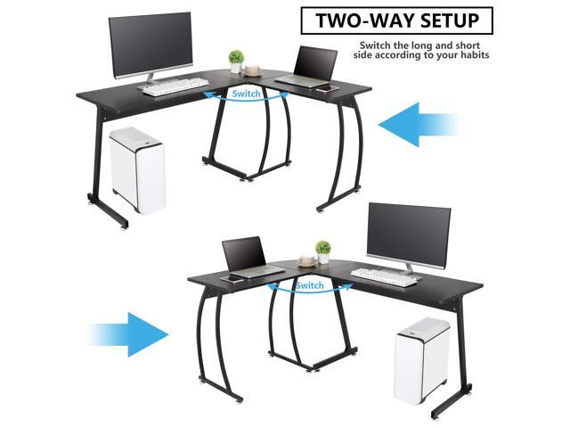 ZENY 58'' L-Shaped Gaming Desk Computer Corner Desk Reversible Table Home Office Desk PC Workstation Study Writing Desk Wood & Steel