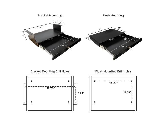Stand Up Desk Store Add-On Office Sliding Under-Desk Drawer Storage Organizer for Standing Desks (Black, Lockable with Padded Laptop Shelf) 18'