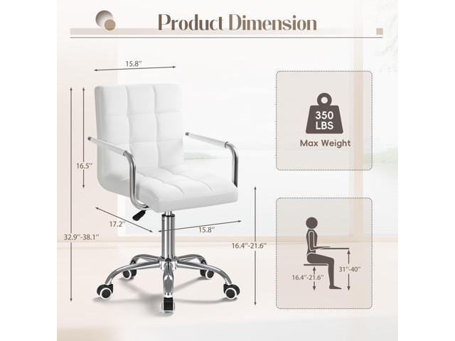 Furmax Vanity Office Chair with Wheels, Makeup PU Leather Executive Chair Modern Adjustable Home Desk Retro Comfortable Work Chair 360 Degree...