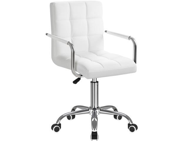 Furmax Vanity Office Chair with Wheels, Makeup PU Leather Executive Chair Modern Adjustable Home Desk Retro Comfortable Work Chair 360 Degree...