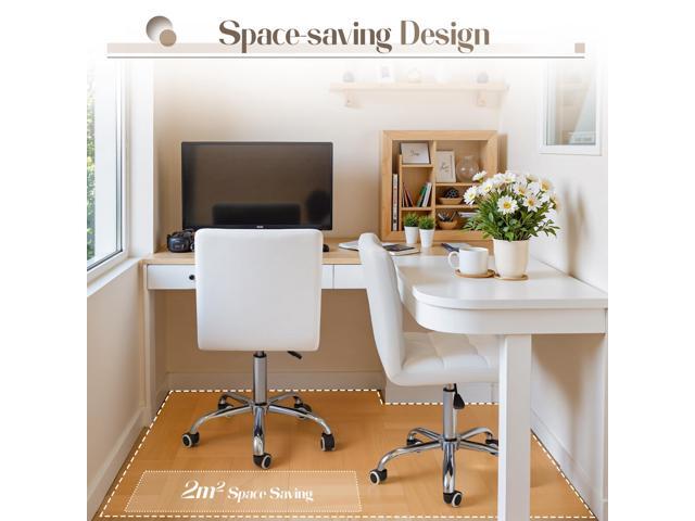 Furmax Vanity Office Chair with Wheels, Makeup PU Leather Executive Chair Modern Adjustable Home Desk Retro Comfortable Work Chair 360 Degree...