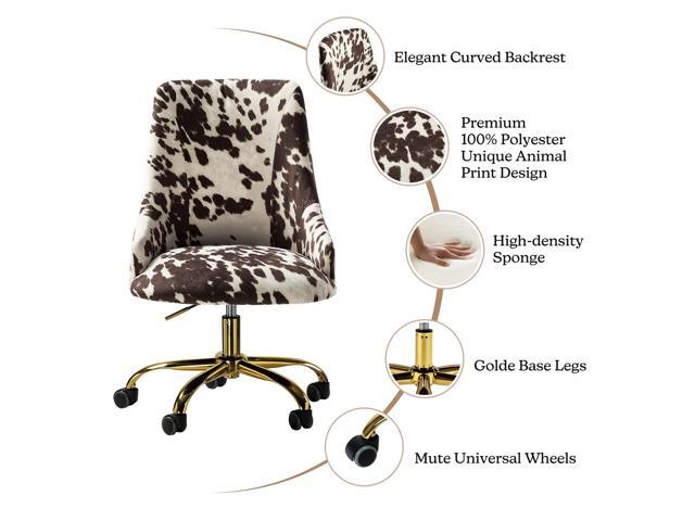 TINA'S HOME Upholstered Desk Chair Modern Armless Office Chair with Wheels, Adjustable Swivel Fabric Task Chair for Living Room, Bedroom, Vanity...