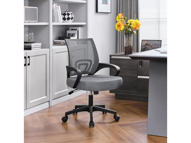 Yaheetech Mid Back Office Chair Executive Task Swivel Rolling Gaming Chair with Lumbar Support and Armrests Rolling Casters, Dark Grey