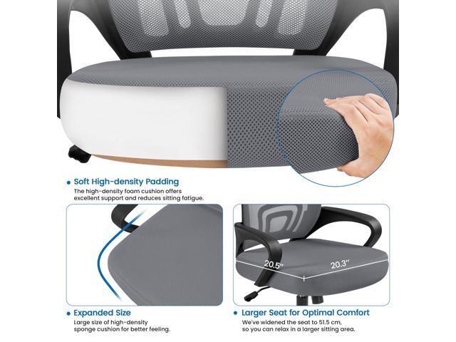 Yaheetech Mid Back Office Chair Executive Task Swivel Rolling Gaming Chair with Lumbar Support and Armrests Rolling Casters, Dark Grey