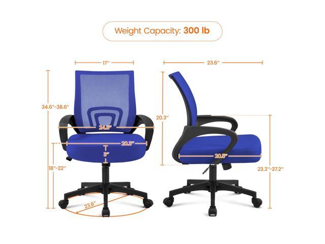 Yaheetech Mid-Back Mesh Office Chair Adjustable Ergonomic Computer Task Chair Swivel Rolling with Lumbar Support Armrest for Home Office Work...