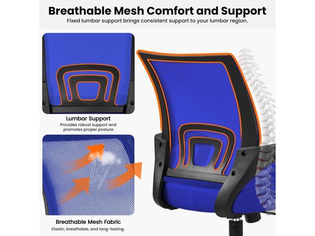 Yaheetech Mid-Back Mesh Office Chair Adjustable Ergonomic Computer Task Chair Swivel Rolling with Lumbar Support Armrest for Home Office Work...