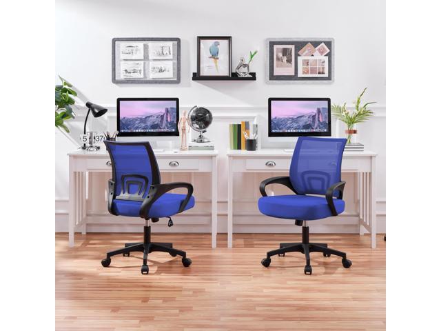 Yaheetech 2Pcs Ergonomic Adjustable Height Office Chairs, Mesh Desk Chair with Lumbar Support & 360° Rolling Casters for Workplace Blue