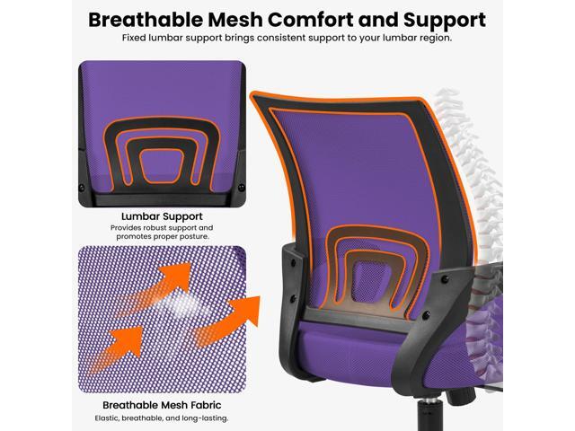 Yaheetech 2Pcs Mesh Adjustable Desk Chairs, Ergonomic Executive Chairs with Lumbar Support for Back Pain Purple