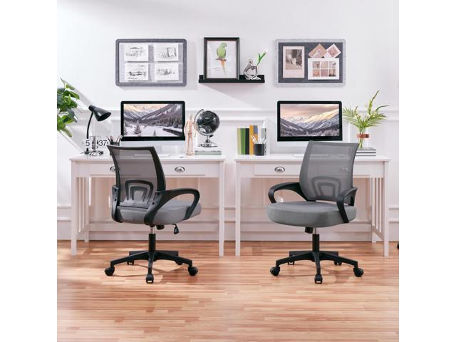 Yaheetech 2 Pack Ergonomic Office Chair with 360° Rolling Casters, Mesh Mid-Back Computer Chair for Recreation Dark Gray