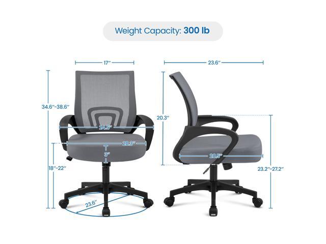 Yaheetech 2 Pack Ergonomic Office Chair with 360° Rolling Casters, Mesh Mid-Back Computer Chair for Recreation Dark Gray