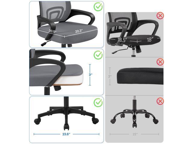 Yaheetech 2 Pack Ergonomic Office Chair with 360° Rolling Casters, Mesh Mid-Back Computer Chair for Recreation Dark Gray