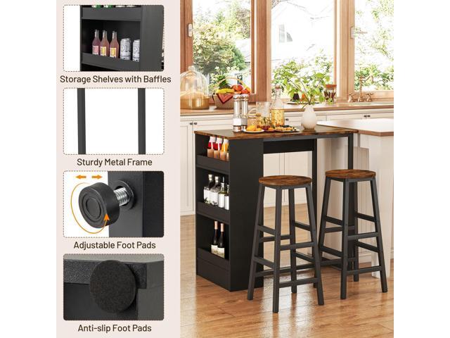 Giantex 3-Pieces Dining Table Set, 36-Inches Rectangular Kitchen Table and 2 Barstools with Storage Shelves, Counter Height Table Set for Small...