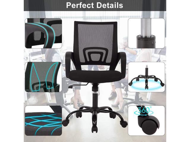 Office Chair Ergonomic Desk Chair with Lumbar Support & Armrest Height Adjustment Swivel Rolling Mid Back Breathable Mesh Chair PC Executive Works...