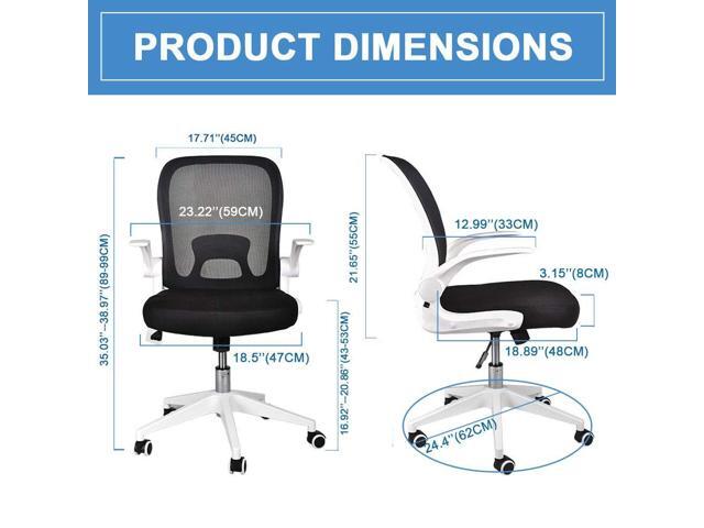 IPKIG Foldable Office Chair - Home Office Desk Chairs with Wheels and Flip-Up Arms - Ergonomic Backrest Mesh Computer Chair Adjustable Swivel...