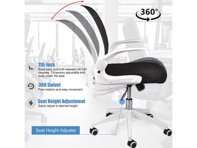 IPKIG Foldable Office Chair - Home Office Desk Chairs with Wheels and Flip-Up Arms - Ergonomic Backrest Mesh Computer Chair Adjustable Swivel...