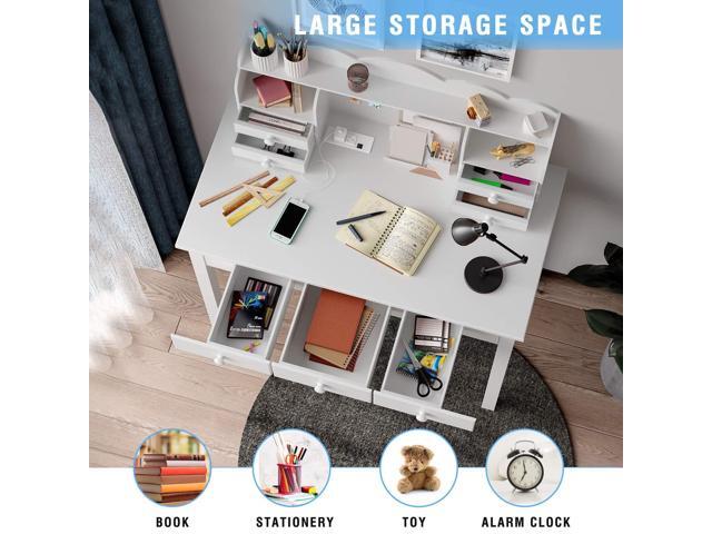 ADORNEVE Writing Desk with USB Port, Home Office Desk with Drawers and Hutch, 36.2' Study Table Computer Desk for Student/Adults, Computer Work...