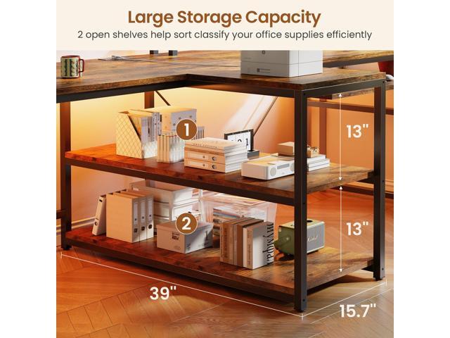 SEDETA 94.5' Home Office Desks, Computer Gaming Desk with Storage, LED Lights, Power Strip with USB, Keyboard Tray & Monitor Stand, Extra Long...