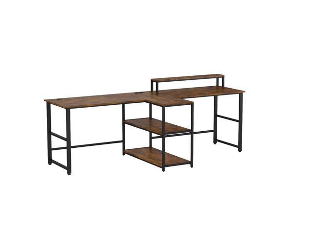 SEDETA 94.5' Home Office Desks, Computer Gaming Desk with Storage, LED Lights, Power Strip with USB, Keyboard Tray & Monitor Stand, Extra Long...