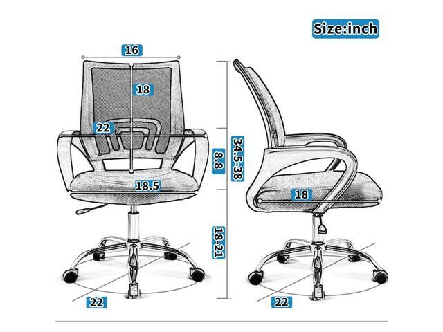 Ergonomic Mid Back Mesh Office Desk Chair with Lumbar Support & Armrest, Modern Adjustable Height Swivel Task Executive Chair for Women & Men, Black
