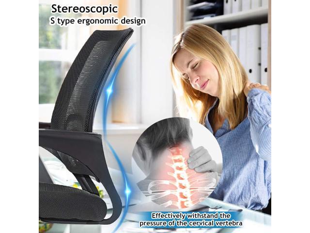 Ergonomic Mid Back Mesh Office Desk Chair with Lumbar Support & Armrest, Modern Adjustable Height Swivel Task Executive Chair for Women & Men, Black