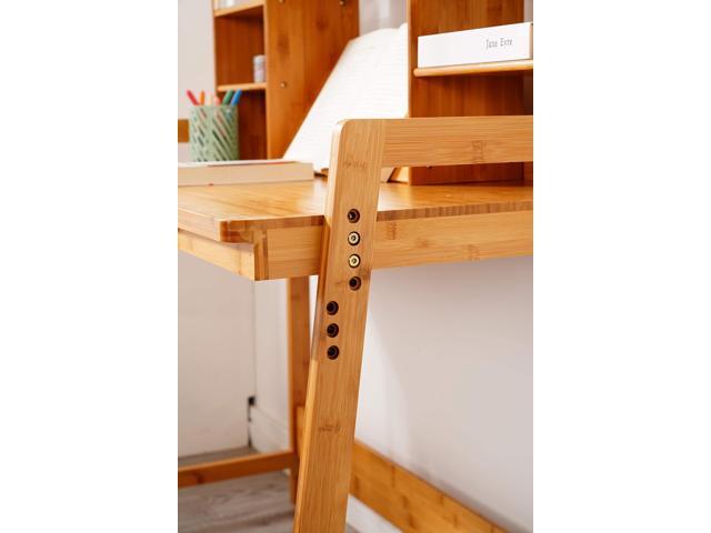 UNICOO BAMBOO SERIES Bamboo Height Adjustable Kids Desk and Chair Set, Children Desk, Kids Study Table and Chair Set (Nature - 02)