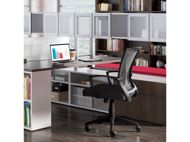 Tuoze Ergonomic Office Mid Back Mesh Chair Swivel Desk Chair Lumbar Support Computer Chair with Armrest (Black)