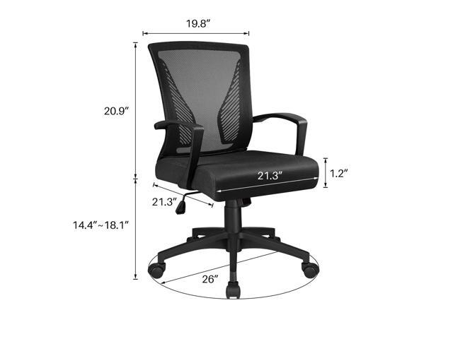 Tuoze Ergonomic Office Mid Back Mesh Chair Swivel Desk Chair Lumbar Support Computer Chair with Armrest (Black)