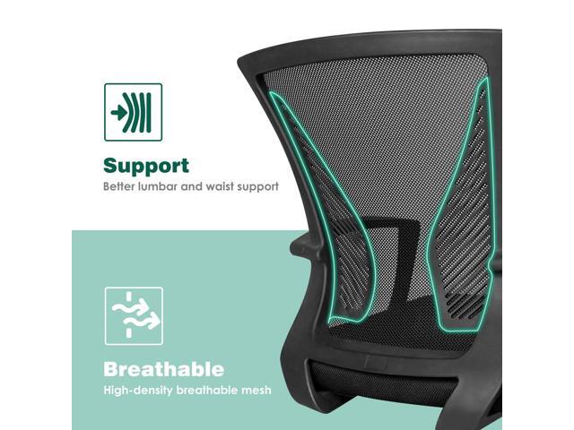 Tuoze Ergonomic Office Mid Back Mesh Chair Swivel Desk Chair Lumbar Support Computer Chair with Armrest (Black)