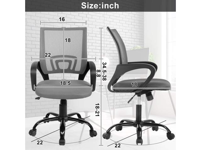 Office Desk Chair - Ergonomic Mid Back Mesh Computer Chair With Lumbar Support & Armrest, Modern Adjustable Height Swivel Task Executive Chair for...