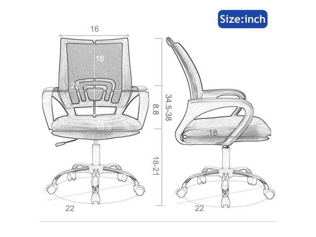 Ergonomic Mid Back Mesh Office Desk Chair with Lumbar Support & Armrest - Modern Adjustable Height Swivel Task Executive Chair for Women & Men, Blue