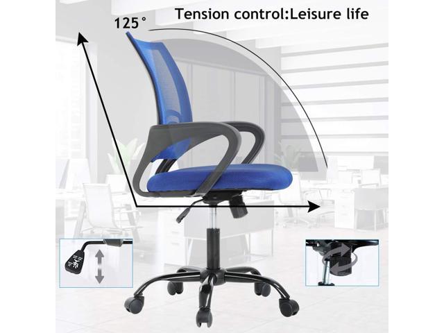 Ergonomic Mid Back Mesh Office Desk Chair with Lumbar Support & Armrest - Modern Adjustable Height Swivel Task Executive Chair for Women & Men, Blue