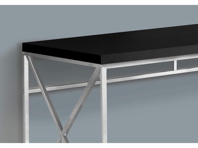 Monarch Specialties Modern Industrial Style-Home & Office Writing Table with Sturdy Crisscross Metal Computer Desk, 48' L, Black/Chrome Frame