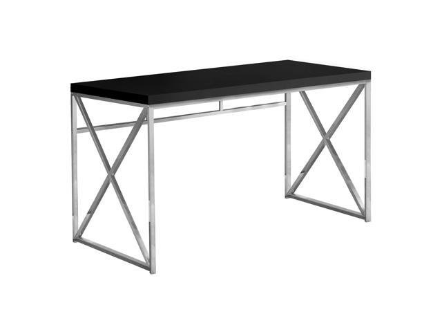 Monarch Specialties Modern Industrial Style-Home & Office Writing Table with Sturdy Crisscross Metal Computer Desk, 48' L, Black/Chrome Frame
