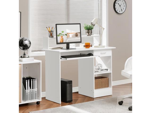 Yaheetech Home Office Wood Computer Desk with Keyboard Tray and Drawers, Students Writing Table with Storage Drawers & Hutch, Modern PC Laptop...