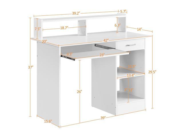 Yaheetech Home Office Wood Computer Desk with Keyboard Tray and Drawers, Students Writing Table with Storage Drawers & Hutch, Modern PC Laptop...