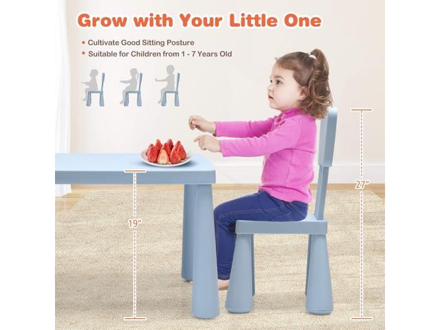 Costzon Kids Table and Chairs, 3 Piece Plastic Easy Clean Children Activity Desk for Reading, Drawing, Snack Time, Arts Crafts, Preschool,...