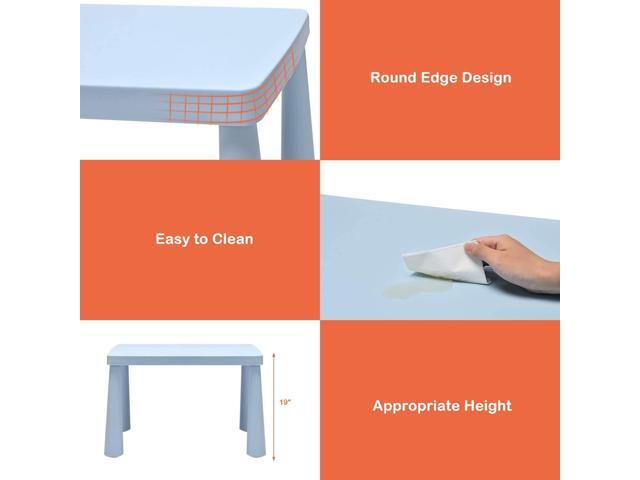 Costzon Kids Table and Chairs, 3 Piece Plastic Easy Clean Children Activity Desk for Reading, Drawing, Snack Time, Arts Crafts, Preschool,...