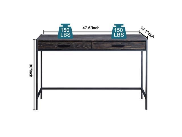 Caffoz 48' Writing Desk Study Computer Desk Dark Brown Mahogany Laptop PC Table Workstation with 2 Drawers for Home Office Storage Space Saver