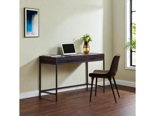 Caffoz 48' Writing Desk Study Computer Desk Dark Brown Mahogany Laptop PC Table Workstation with 2 Drawers for Home Office Storage Space Saver