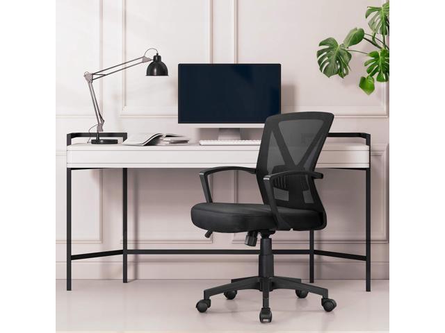 Yaheetech Ergonomic Swivel Chair Office Computer Desk Chair with Lumbar Support and Wheels for Home Study, Black