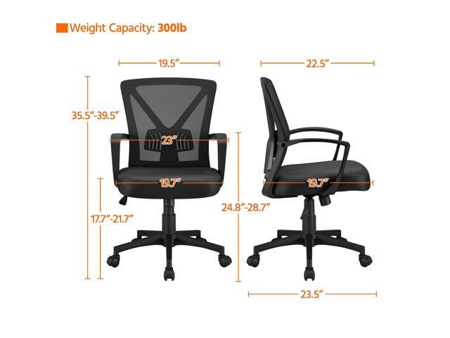 Yaheetech Ergonomic Swivel Chair Office Computer Desk Chair with Lumbar Support and Wheels for Home Study, Black