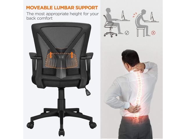 Yaheetech Ergonomic Swivel Chair Office Computer Desk Chair with Lumbar Support and Wheels for Home Study, Black