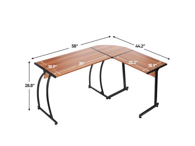 ZenStyle 55' L-Shaped Corner Computer Desk - Sturdy Steel Frame & Waterproof Surface, Walnut Wood Grain Design for Home Office, Gaming &...