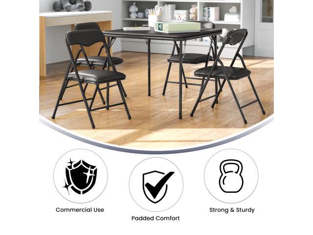 EMMA + OLIVER Kids Black 5 Piece Folding Activity Table and Chair Set for Home & Daycare