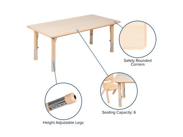 EMMA + OLIVER 23.625' W x 47.25' L Rectangle Natural Plastic Activity Table Set with 6 Chairs