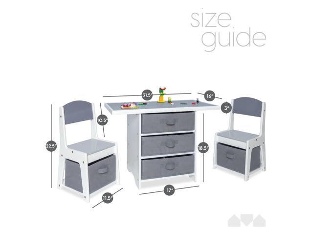 Milliard Kids 3-in-1 Play Table and Chair Set Wood with Storage Baskets, Compatible with Lego and Duplo Bricks, Activity Table Playset Furniture...