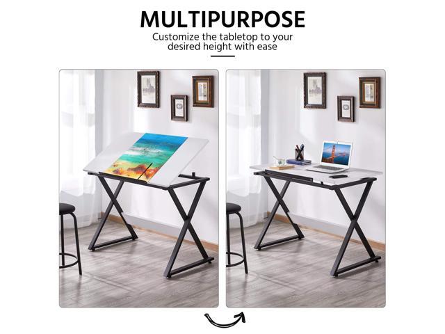 Yaheetech Adjustable Drawing Tables Drafting Desk with P2 Tiltable Tabletop for Reading, Writing,Studying Art Craft Work Station